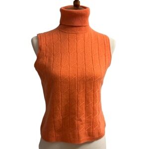 Grace Orange Sleeveless Turtleneck Sweater